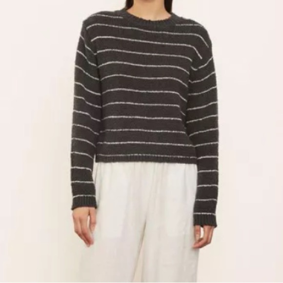 Vince | Green Pebbled Stripe Crew Neck Sweater Size Small - Picture 1 of 7